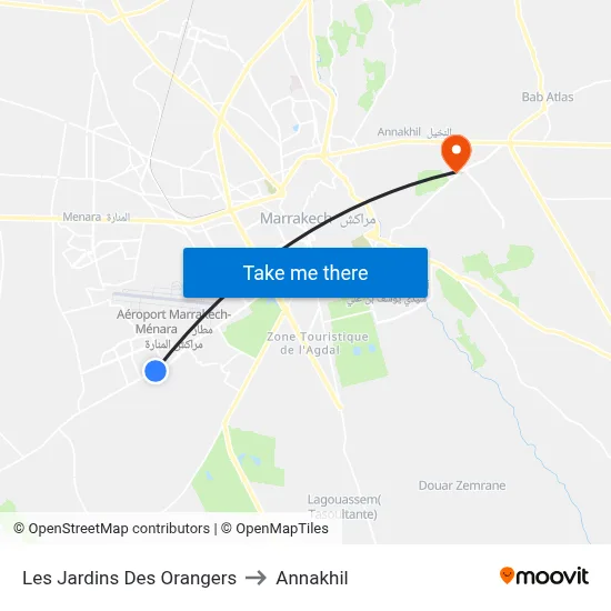 Les Jardins Des Orangers to Annakhil map