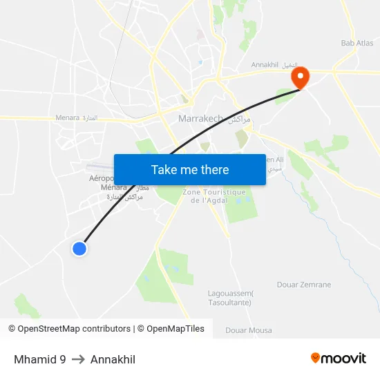 Mhamid 9 to Annakhil map