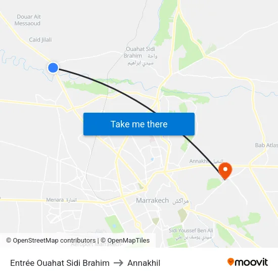 Entrée Ouahat Sidi Brahim to Annakhil map