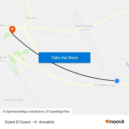 Ouled El Guern to Annakhil map