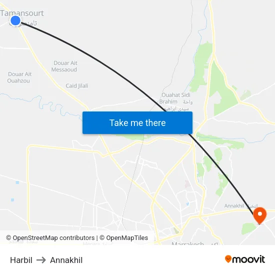 Harbil to Annakhil map