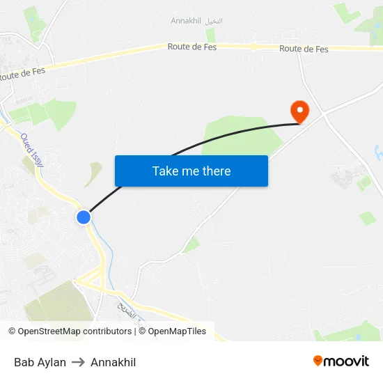 Bab Aylan to Annakhil map