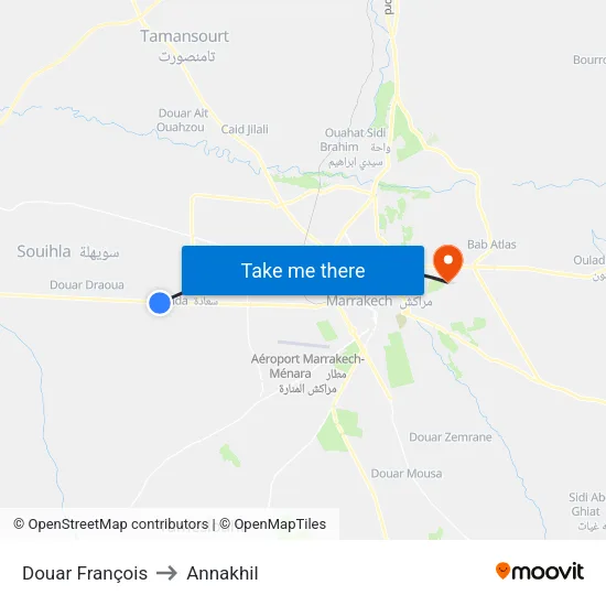 Douar François to Annakhil map