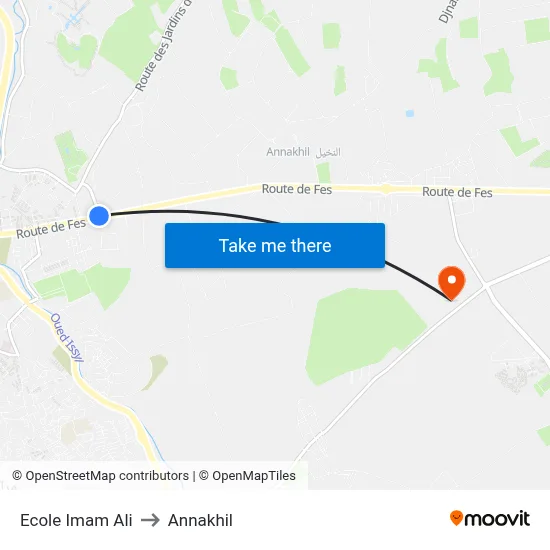Ecole Imam Ali to Annakhil map