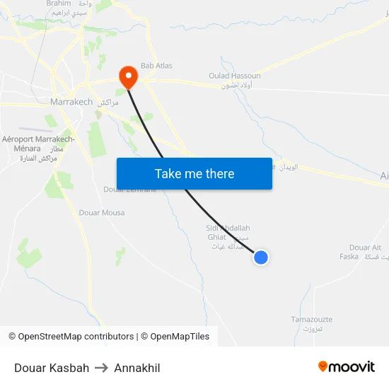 Douar Kasbah to Annakhil map