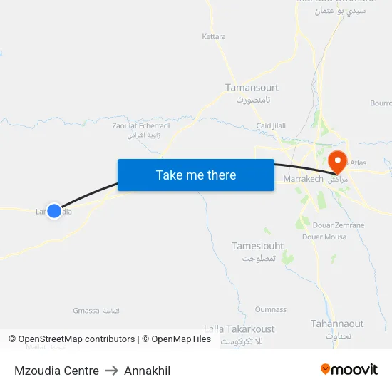 Mzoudia Centre to Annakhil map