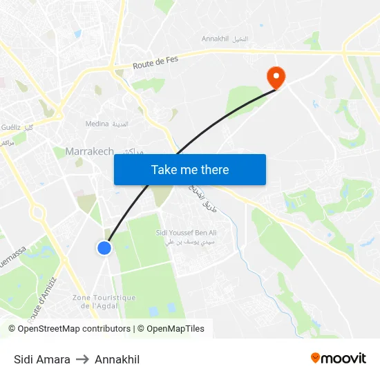 Sidi Amara to Annakhil map