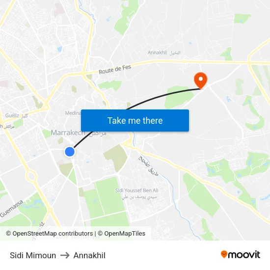 Sidi Mimoun to Annakhil map
