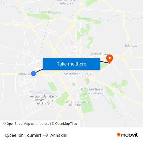 Lycée Ibn Toumert to Annakhil map