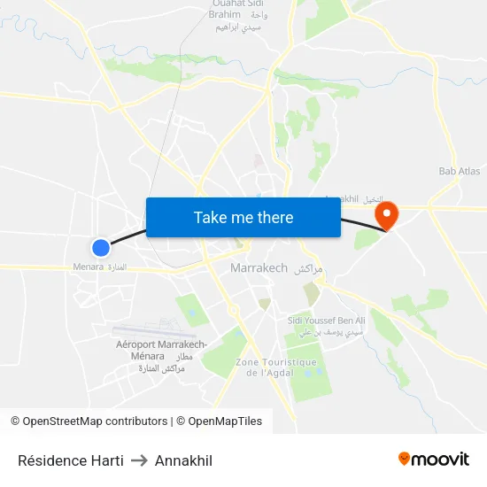 Résidence Harti to Annakhil map