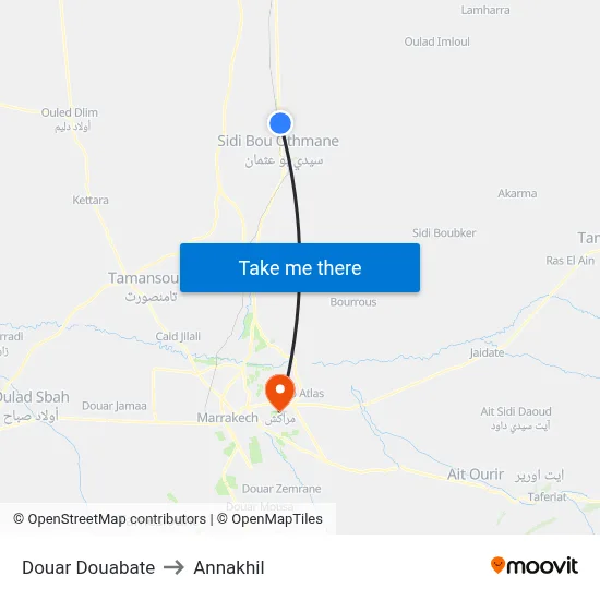 Douar Douabate to Annakhil map