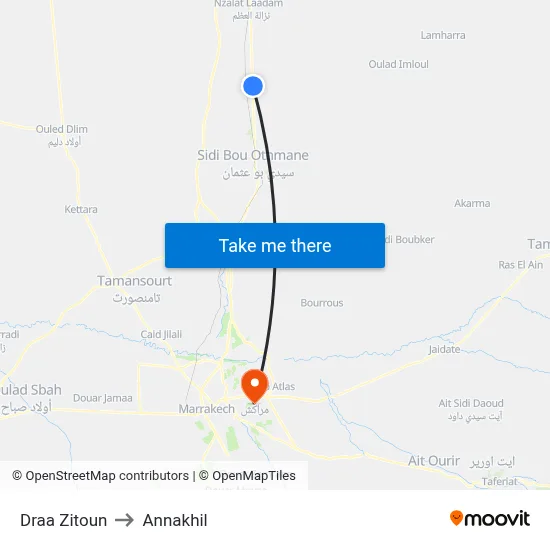 Draa Zitoun to Annakhil map