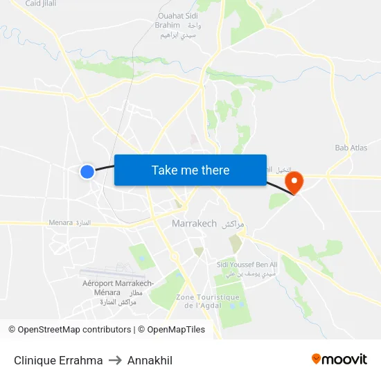 Clinique Errahma to Annakhil map