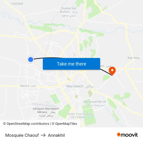 Mosquée Chaouf to Annakhil map