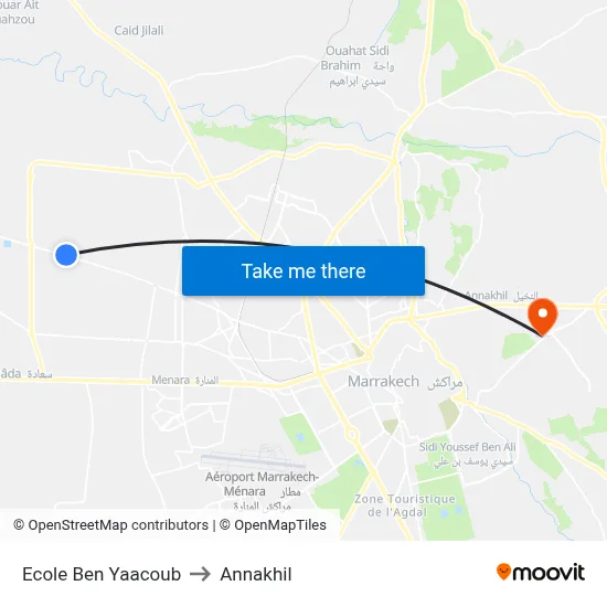 Ecole Ben Yaacoub to Annakhil map