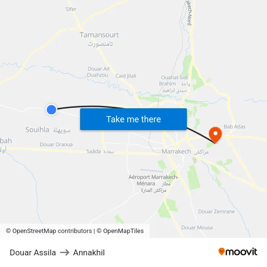 Douar Assila to Annakhil map