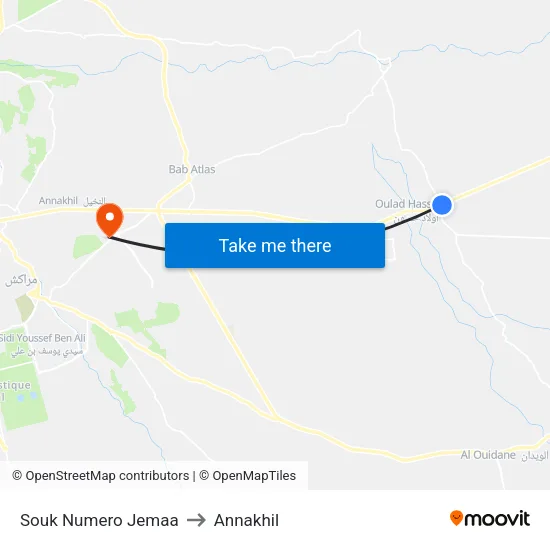 Souk Numero Jemaa to Annakhil map