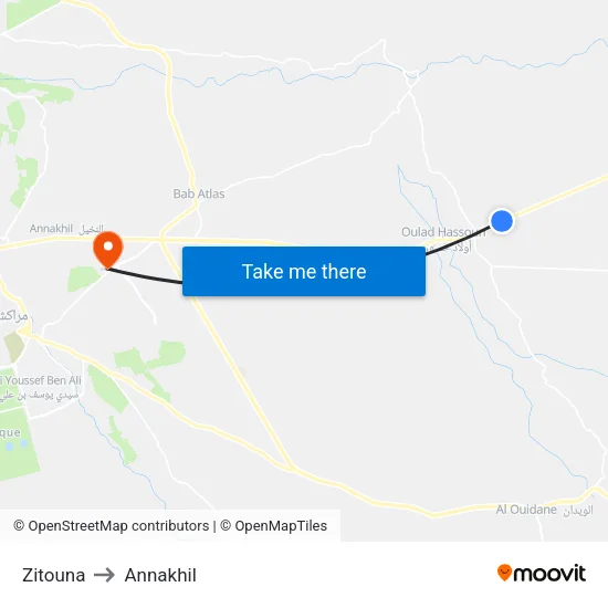 Zitouna to Annakhil map