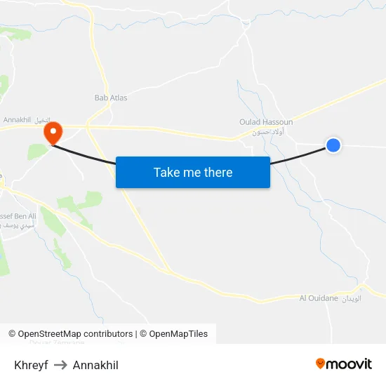 Khreyf to Annakhil map