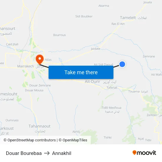 Douar Bourebaa to Annakhil map