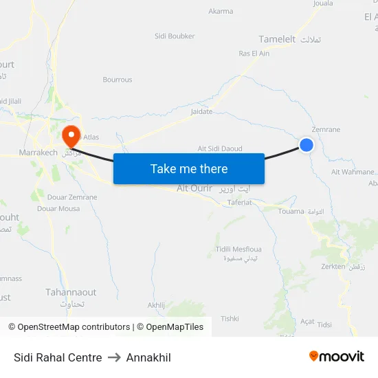 Sidi Rahal Centre to Annakhil map