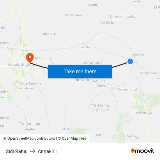 Sidi Rahal to Annakhil map