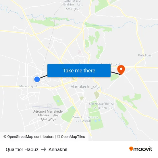 Quartier Haouz to Annakhil map