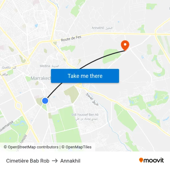 Cimetière Bab Rob to Annakhil map