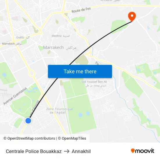 Centrale Police Bouakkaz to Annakhil map