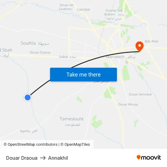 Douar Draoua to Annakhil map
