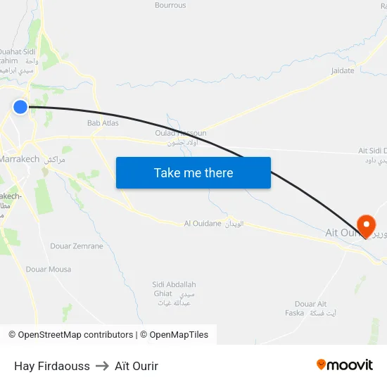 Hay Firdaouss to Aït Ourir map