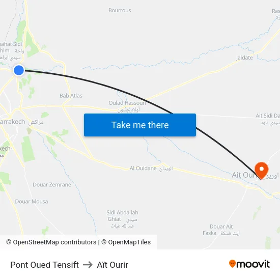 Pont Oued Tensift to Aït Ourir map