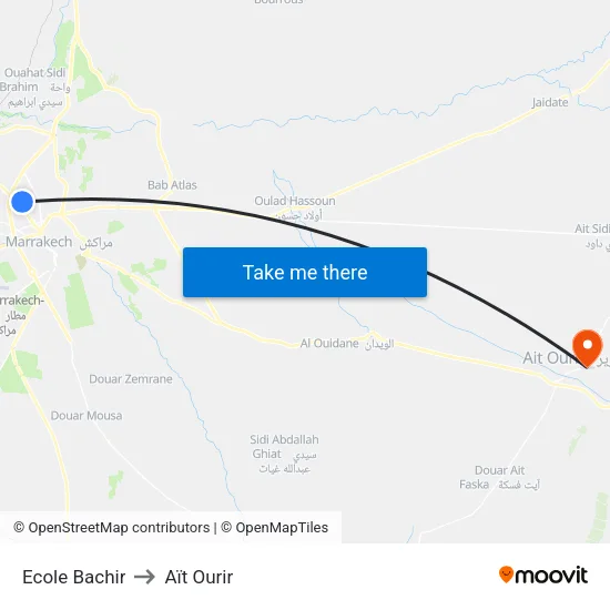 Ecole Bachir to Aït Ourir map