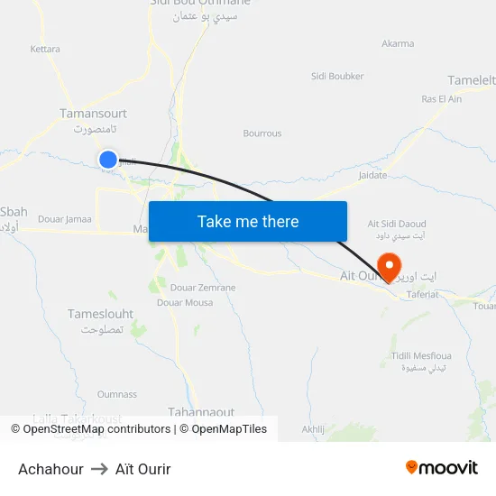 Achahour to Aït Ourir map