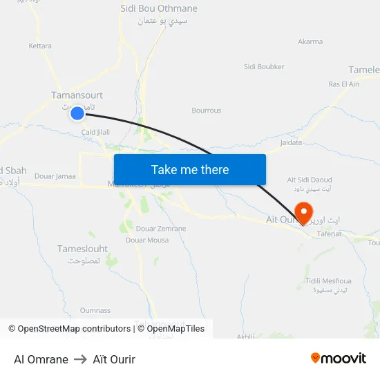 Al Omrane to Aït Ourir map