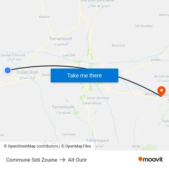 Commune Sidi Zouine to Aït Ourir map