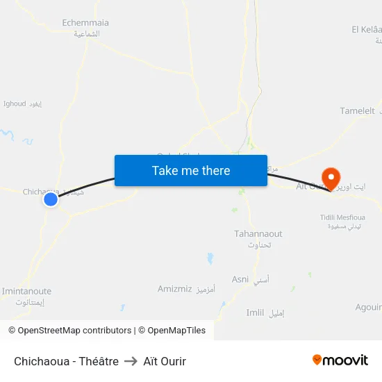 Chichaoua - Théâtre to Aït Ourir map