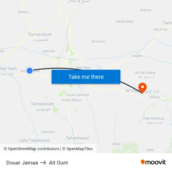 Douar Jamaa to Aït Ourir map