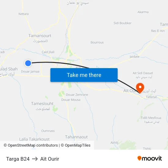 Targa B24 to Aït Ourir map