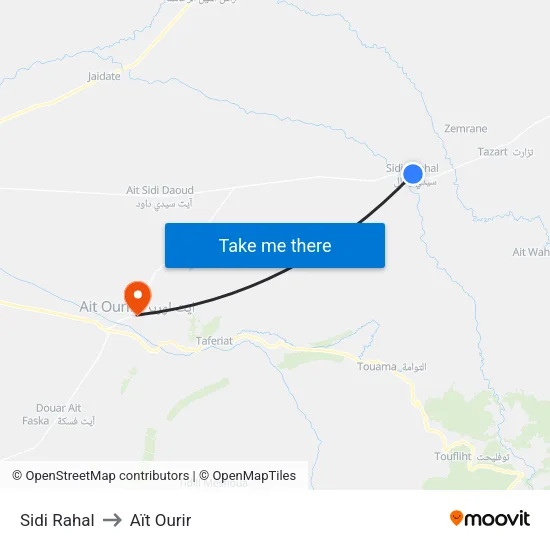 Sidi Rahal to Aït Ourir map