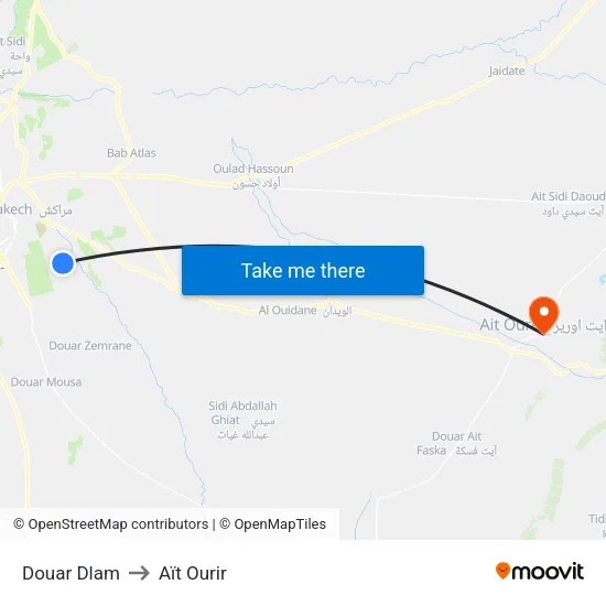 Douar Dlam to Aït Ourir map