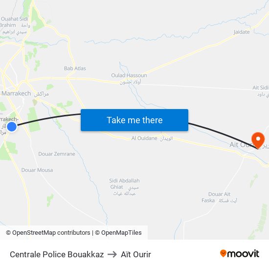 Centrale Police Bouakkaz to Aït Ourir map