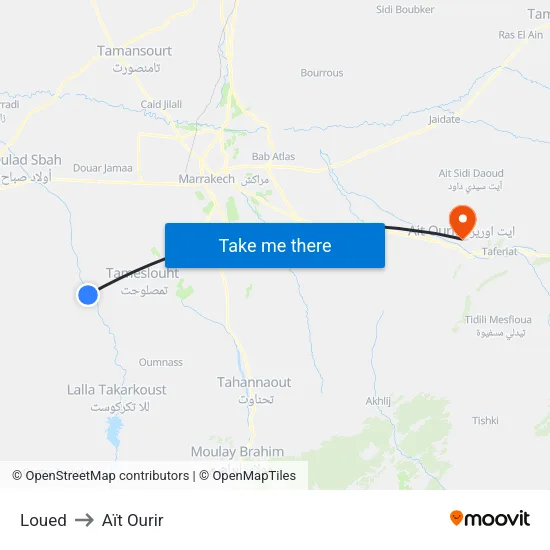Loued to Aït Ourir map