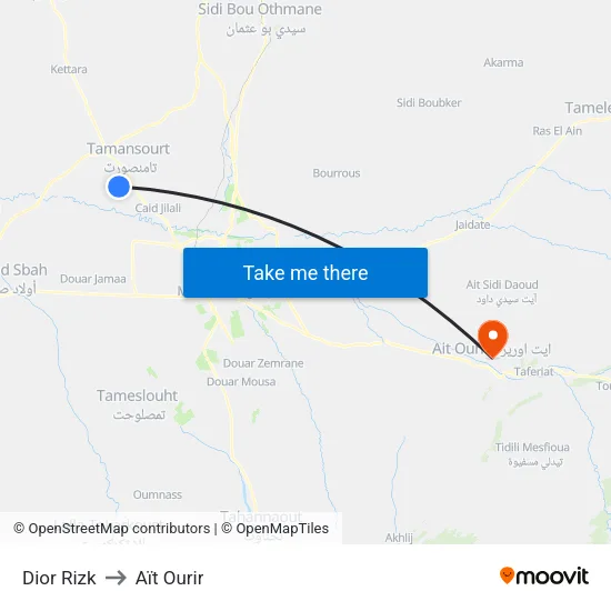 Dior Rizk to Aït Ourir map