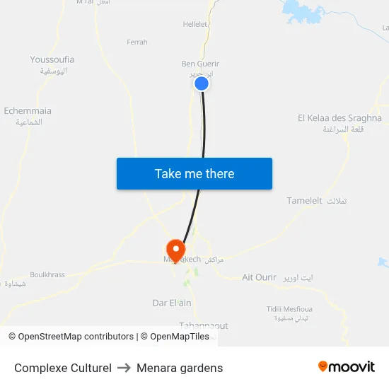 Complexe Culturel to Menara gardens map