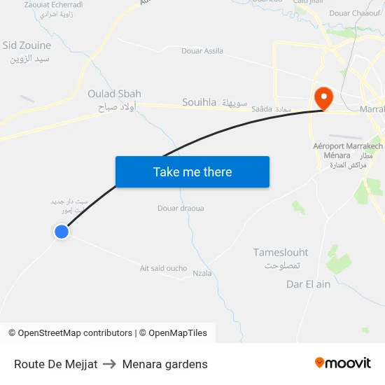 Mejjat Road to Menara Gardens map