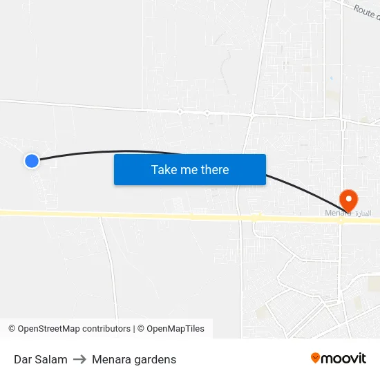 Dar Salam to Menara gardens map