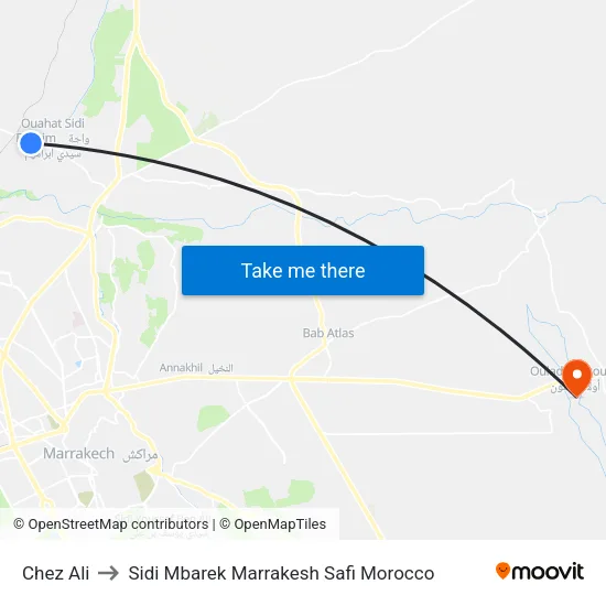 Chez Ali to Sidi Mbarek Marrakesh Safi Morocco map