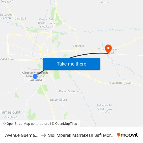Avenue Guemassa to Sidi Mbarek Marrakesh Safi Morocco map