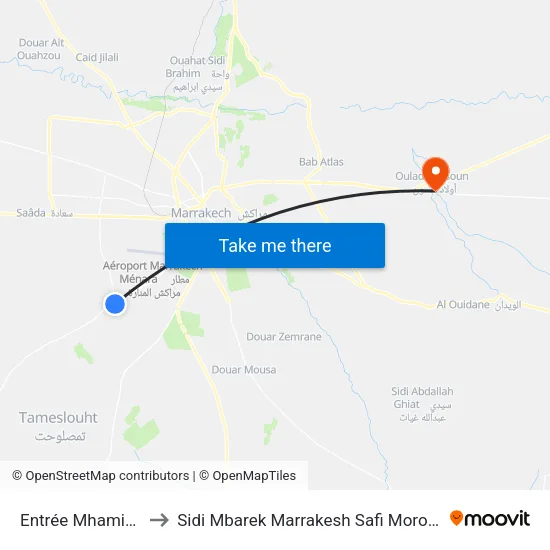 Entrée Mhamid 9 to Sidi Mbarek Marrakesh Safi Morocco map